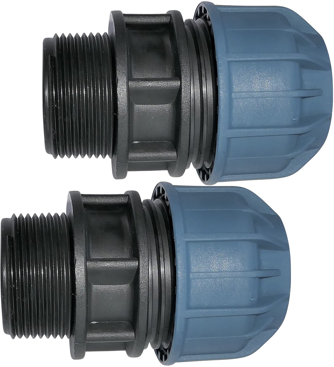 Dailygoods - Dailygoody - Set van 2 Mof/Adapter met Schroefdraad - Rechte Compressiereductie - Ø32mm Waterleiding - Polypropyleen - Connector/Reparateur