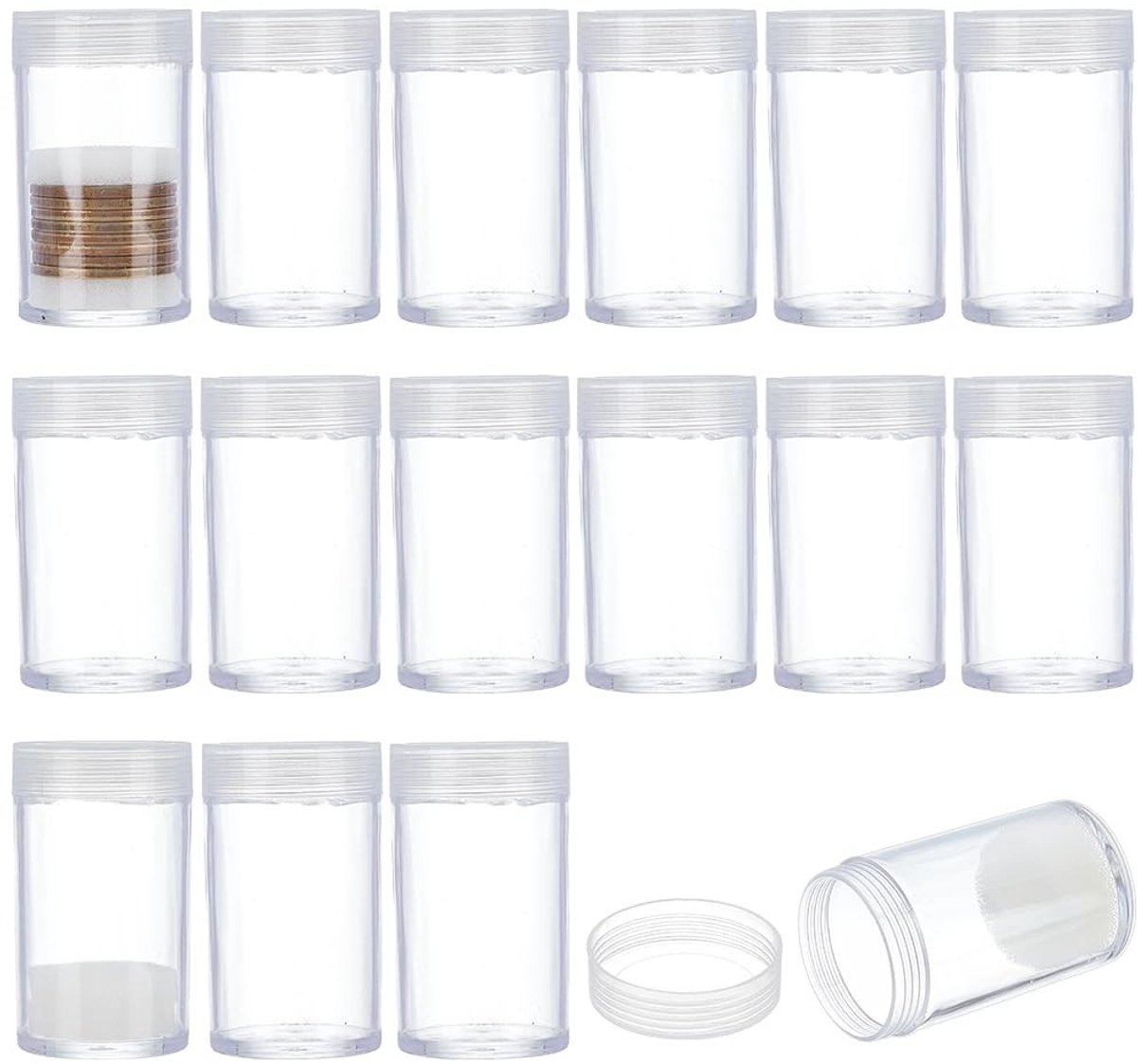 Dailygoods - 16 Stuks Transparante Plastic Muntenhouders met Spons