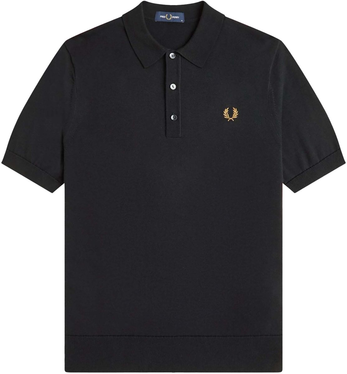 Polo Fredperry Fp Katoenen Gebreid Shirt Fashion Wear Volwassen Zwart