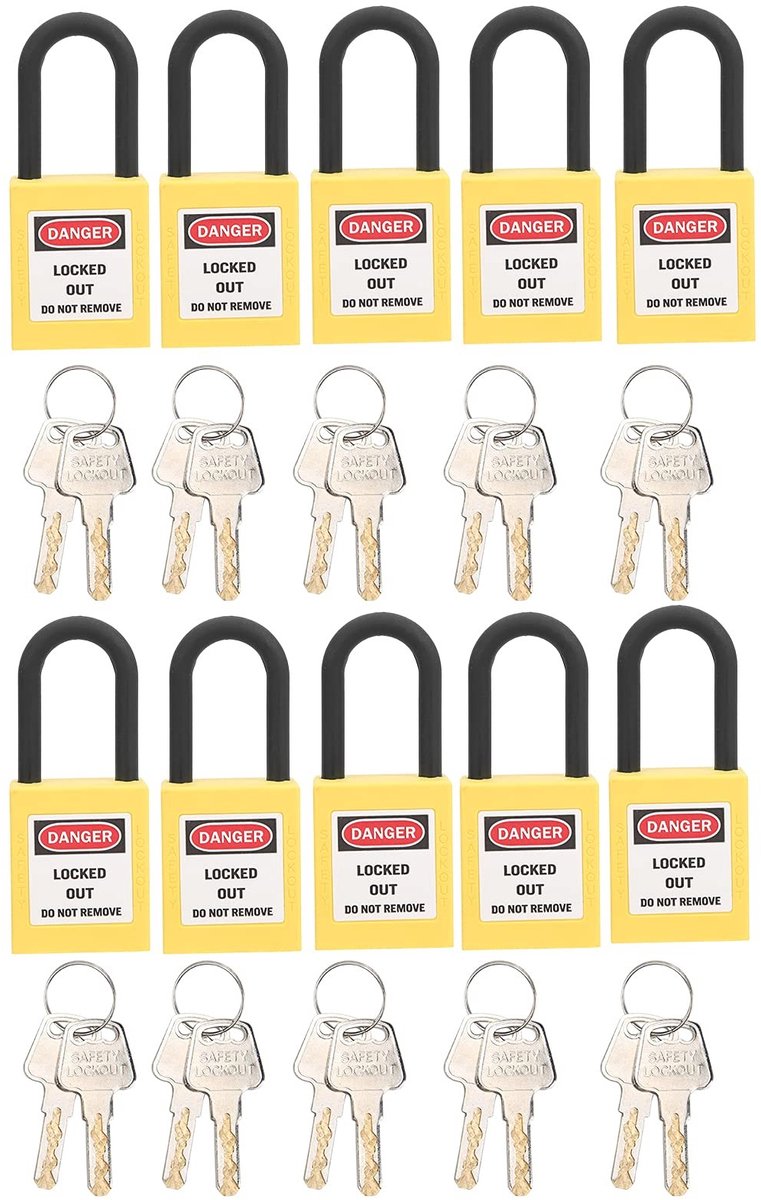 Dailygoody - Hangslot Set - Industrieel - Veiligheid - Geel - Technisch - Stofdicht - Geschikt voor Lockout - 10 Sets