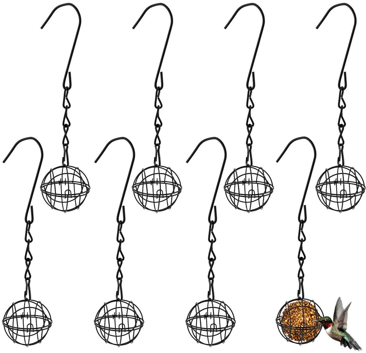 Dailygoody - Vogelvoederbak - Hangende vogelvoeder - Metalen vetbalhouder - Zwart - Voor wilde vogels - Buiten - Tuin