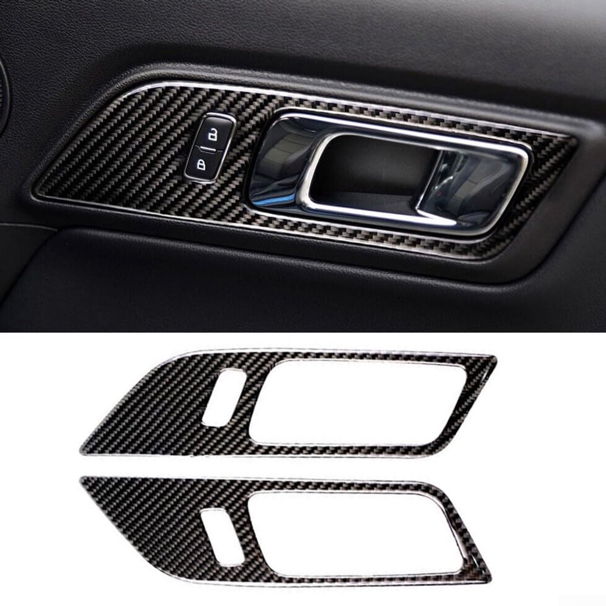Dailygoods - Dailygoody - Koolstofvezel Binnendeur Panel Frame Cover Trim - Eenvoudige installatie - Stijlvol design - Zwart - Auto Deur Panel Cover - Geschikt voo