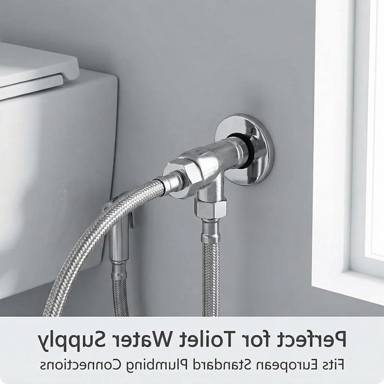 3-weg ventiel 1/2" voor wc, koper inversieventiel met 3/8" zijtanden, slangaansluiting voor toiletten en waterspoeltanks, 1 stuk — afbeelding 5
