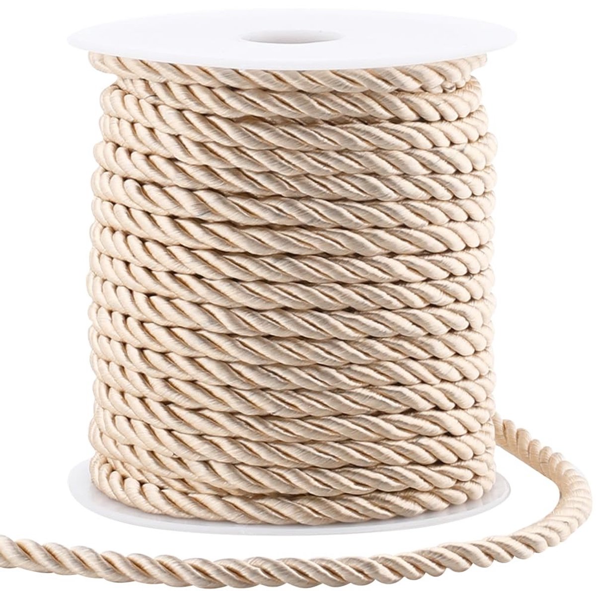 Dailygoods - Dailygoody - Gevlochten polyester touw - Decoratief touw - 20 m x 5 mm - PeachPuff kleur - Handwerk en naaien - Geschikt voor huisdecoratie