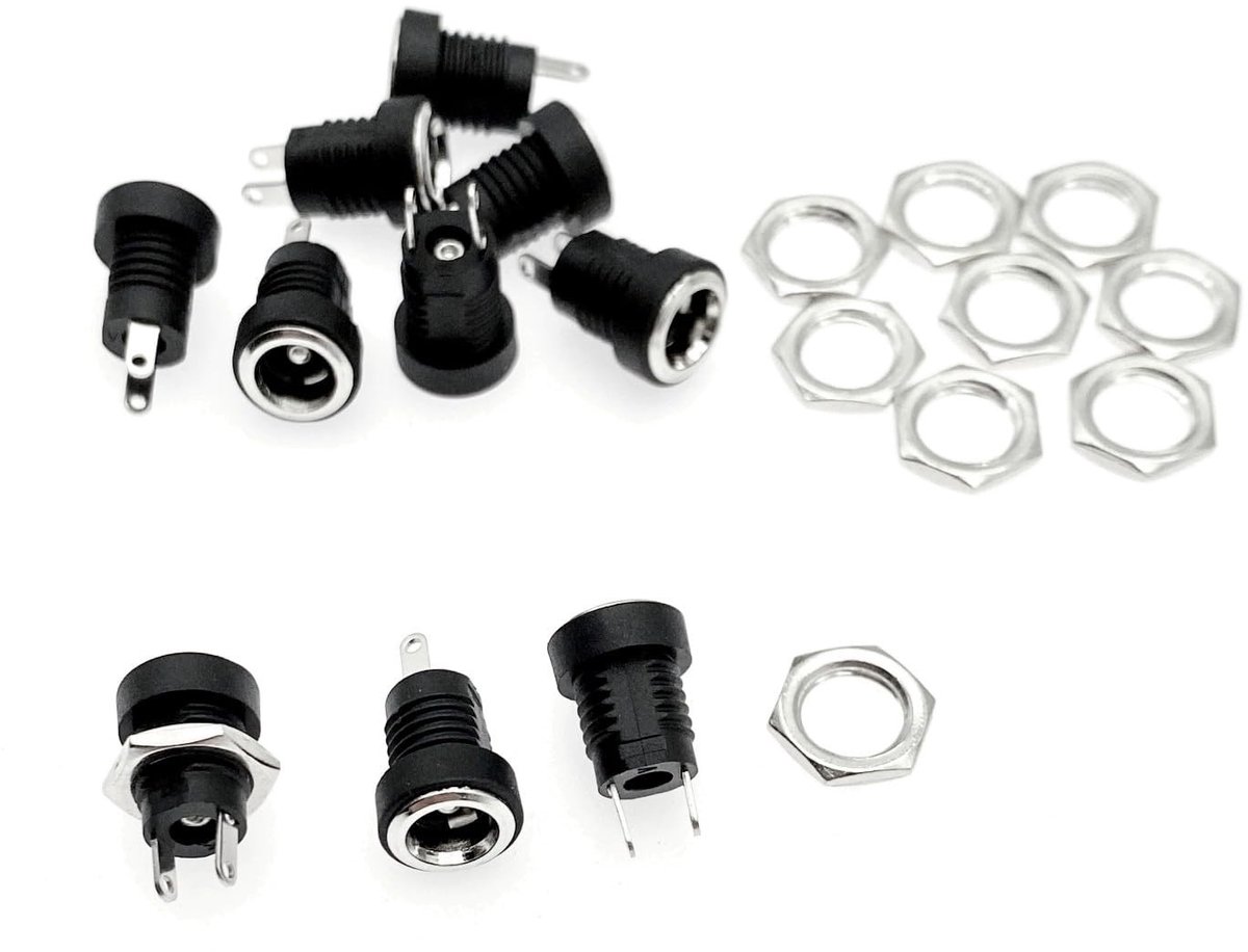 Dailygoods - Dailygoody - DC-voedingsaansluiting - 5.5 mm x 2.1 mm - Vrouwelijke schroefdraadconnector - 10 stuks - Geschikt voor audioapparatuur - Betrouwbare ver...