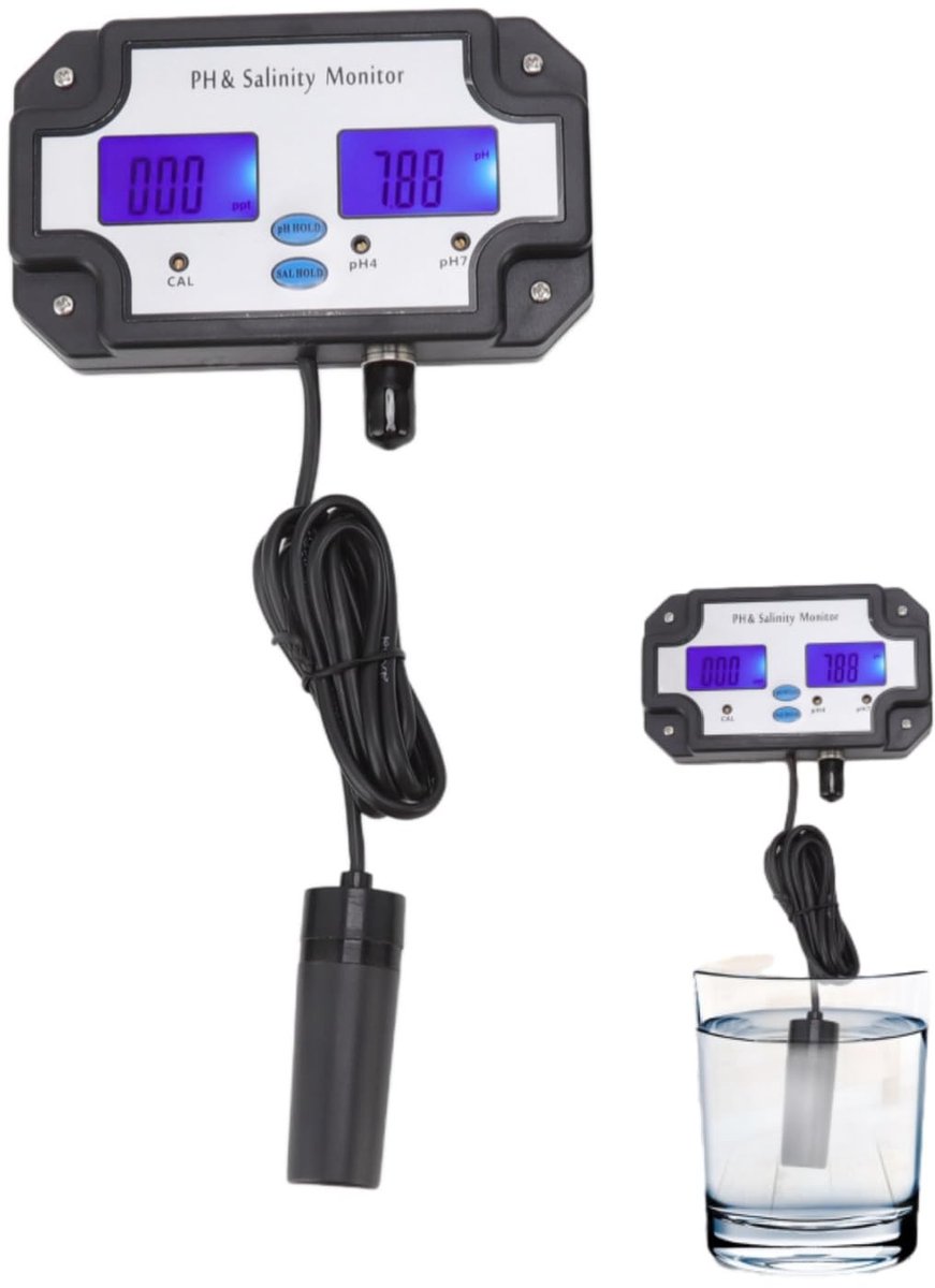 Dailygoods - Dailygoody - Digitale Waterkwaliteitsmeter - PH-zoutgehalte - Continue Bewaking - Compact formaat - Zwembad en tuinwatertester - Drinkwater en koelvlo