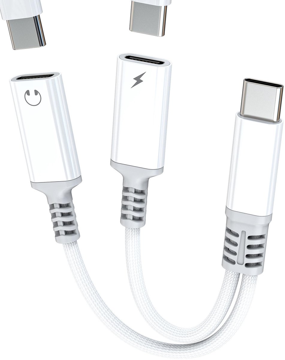 Dailygoods - USB C Hoofdtelefoonsplitter met Oplaadfunctie 2-in-1
