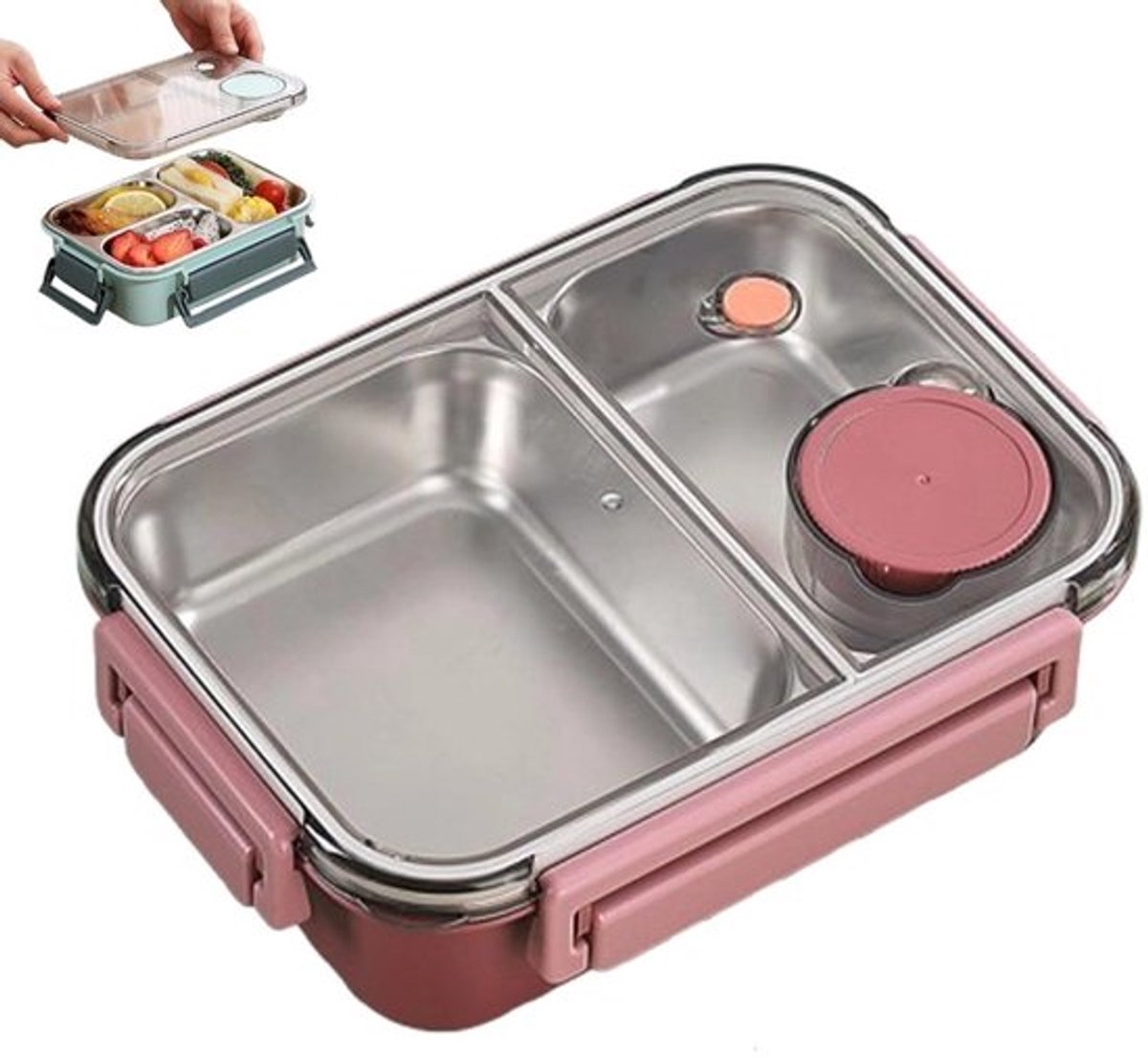 Lunchbox - lunchboxen - 850ml - RVS - Snackbakje - Lunchbox volwassenen - Lunchbox voor kinderen - Lekvrije Lunchboxen - Onbreekbaar - Grote capaciteit - Vaatwasserbestendig - BPA-vrije