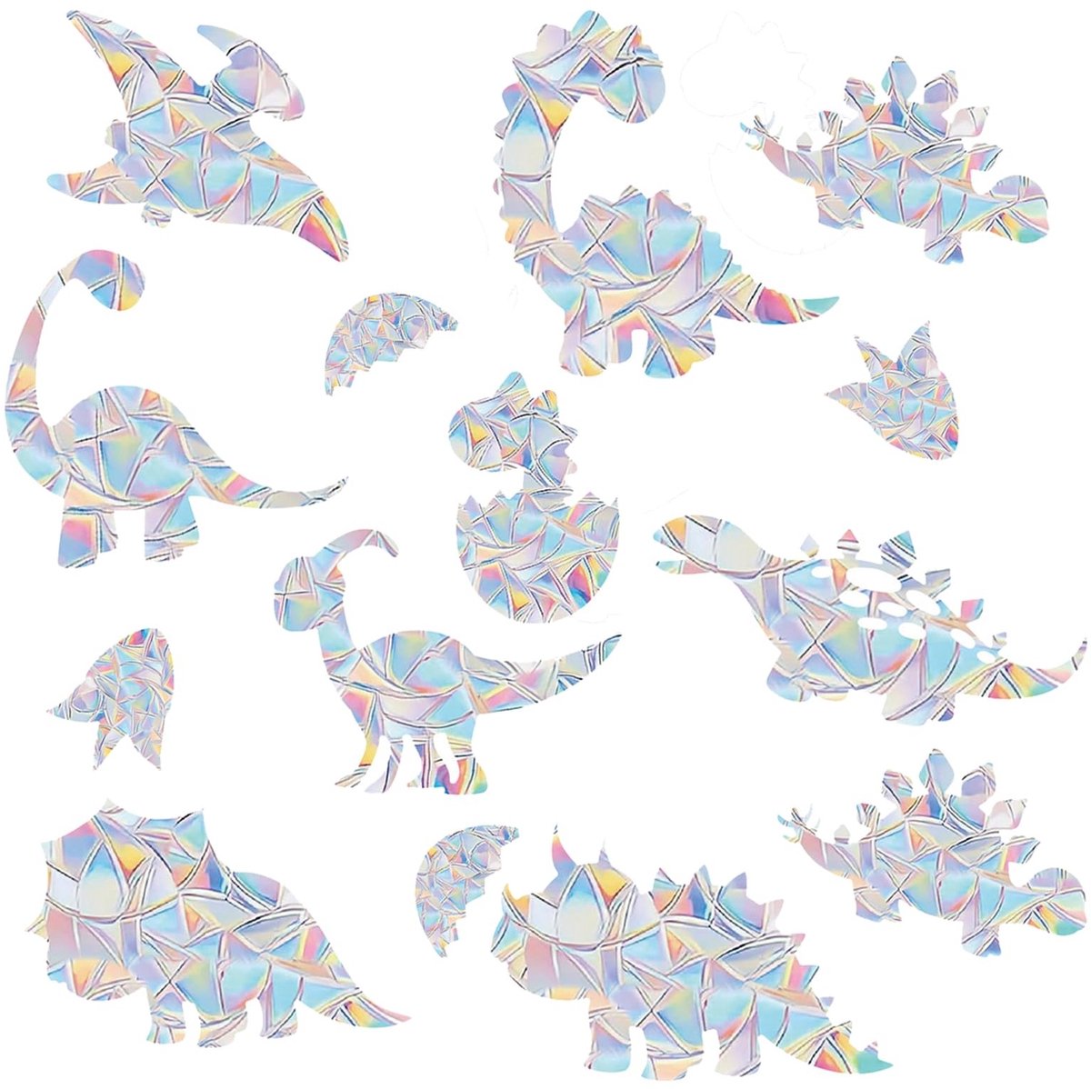 Dailygoods - Dailygoody - Dinosaur Prisma Bird Protection - Vogelbescherming stickers - Effectieve impact bescherming - 14 stuks - Raamstickers - Voor binnen en bu..