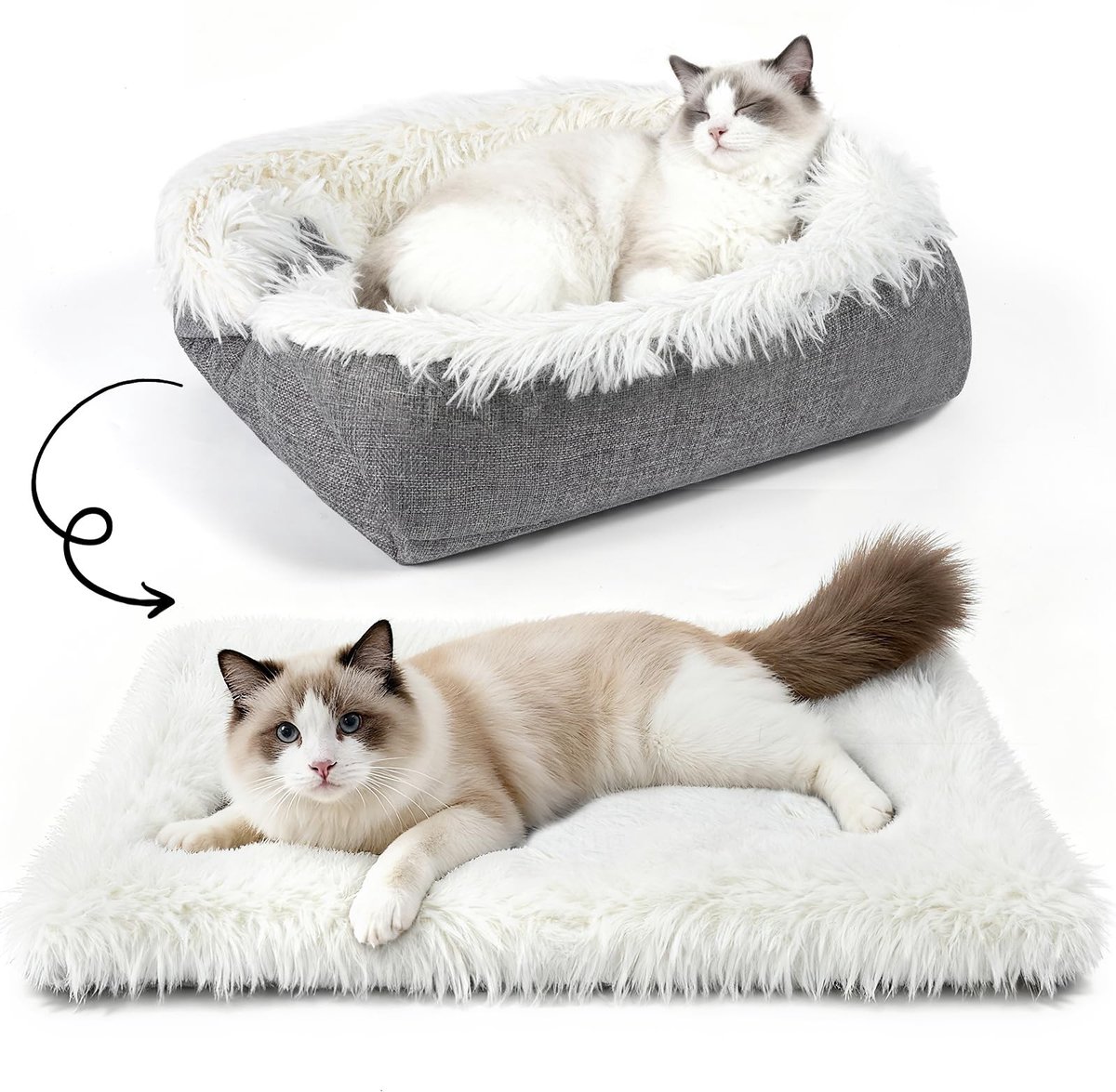 Dailygoods - Dailygoody - Zacht pluche kattenbed - Wasbaar - Opvouwbaar - 91 x 71 x 3 cm - Kattenbed voor kleine honden - Warm en comfortabel