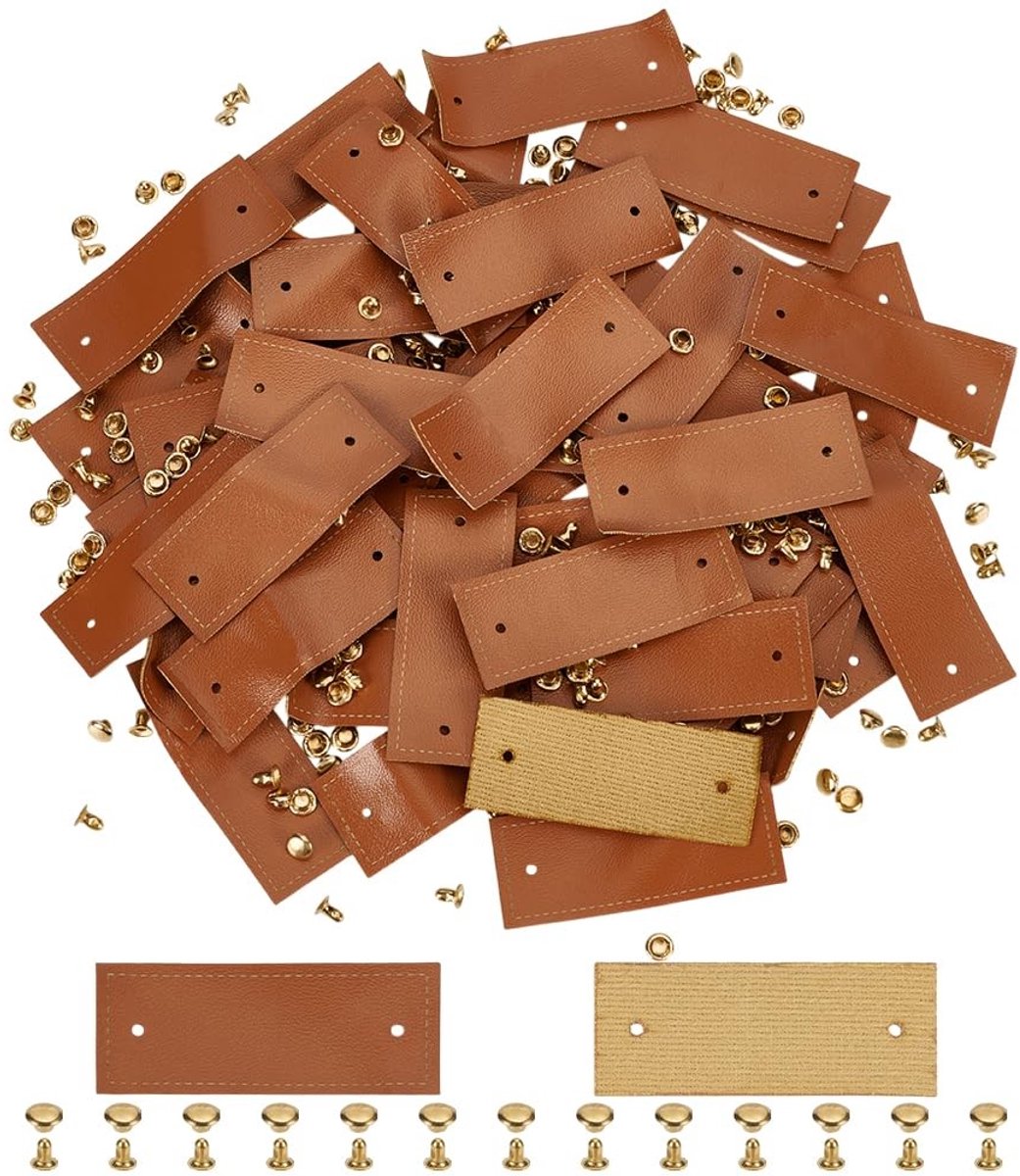Dailygoods - Dailygoody - Blanco Lederen Labels - DIY Tags - Handgemaakt - Chocoladekleur - Kledingaccessoires - Versiering voor Sjaals en Hoeden