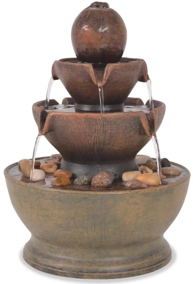 Geargalaxy Binnenfontein - Tafel Fontein - Waterornament - Rustgevende Waterfontein - Kamerfontein met Pomp - 23cm - Bruin