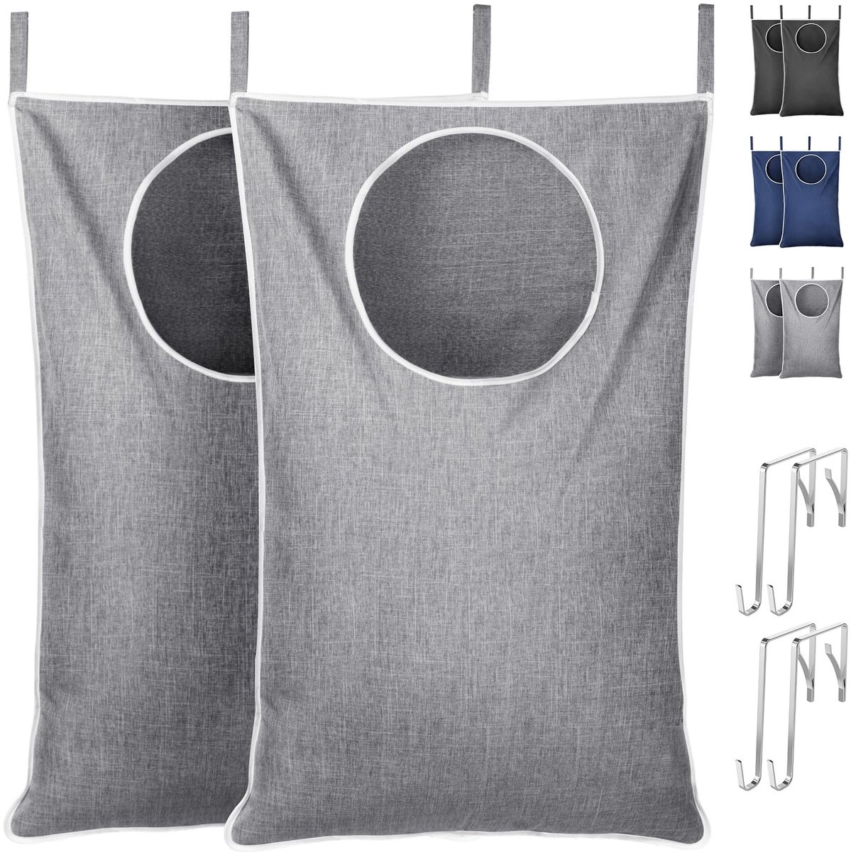 Dailygoods - Dailygoody - Hangende Wasmand - Inklapbare Wasmand Tas - Grote Capaciteit - Lichtgrijs - Vuile Kleren Opberg - Geschikt voor Badkamer en Slaapkam