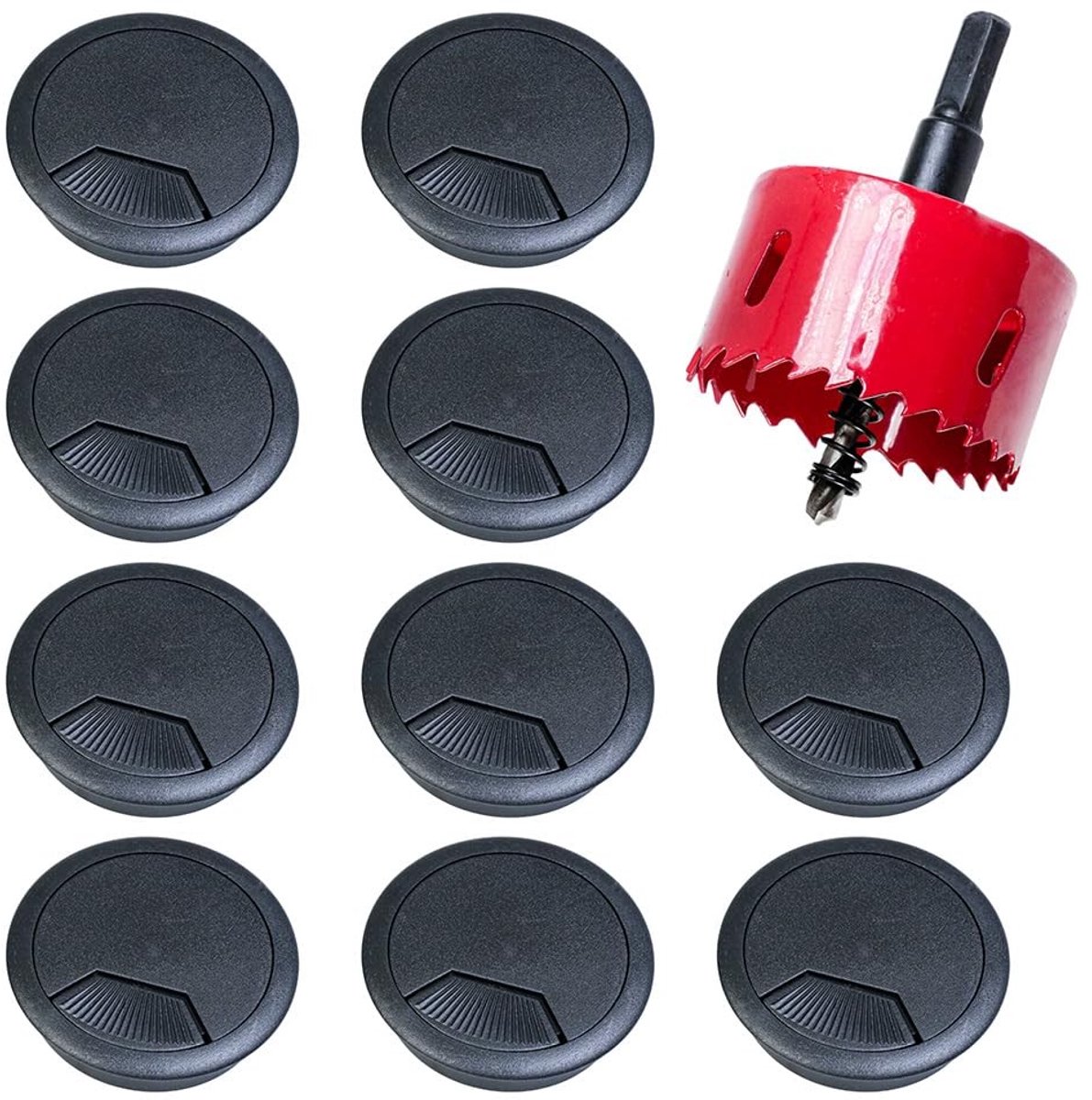 Dailygoods - Dailygoody - Kabeldoorvoer - Kabelbeheersysteem - 60 mm - Zwart - Kabelgeleider - Kabelbescherming voor bureau - Geschikt voor kantoor en thuis
