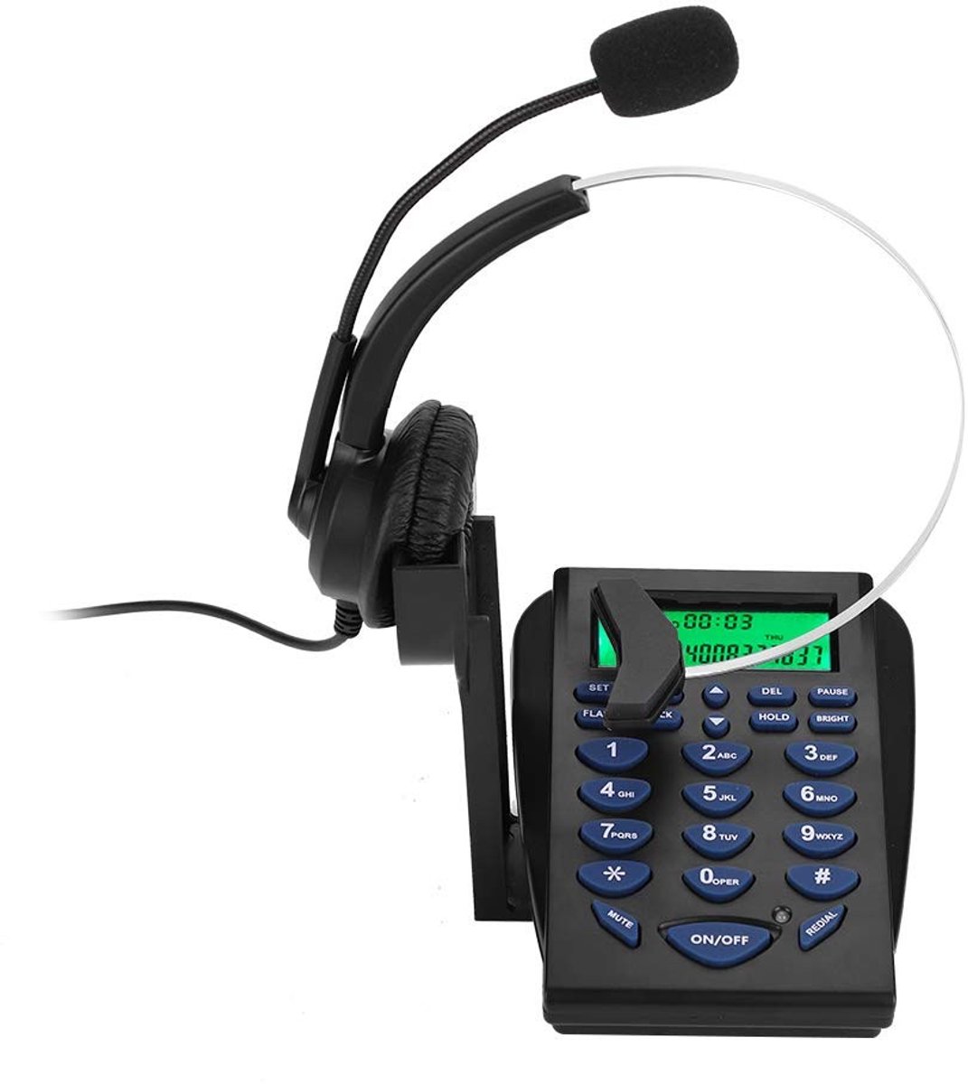 Dailygoods - Dailygoody - Callcenter Telefoon met Headset - Multifunctioneel Toetsenblok - Zwart - Nummerweergave - Ideaal voor Bijkantoren - Inclusief Access...