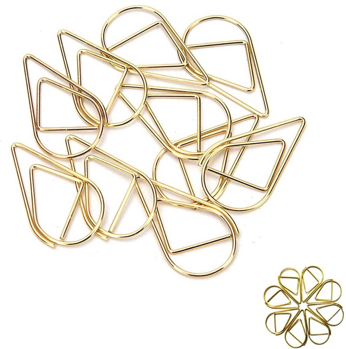 Dailygoody - Paperclips Waterdruppelvorm - Creatieve Bladwijzers - Goudkleurig - Metalen Clips - Perfect voor Memo's en Foto's