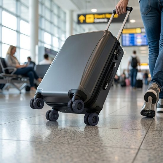 Zwarte beschermhoes bolderkar wiel set van 8 siliconen wielbeschermers geluidsreducerende wielhoezen geschikt voor bolderkar kinderwagen bagagekar bureaustoel en trolley schokbestendige wiel bescherming — afbeelding 4