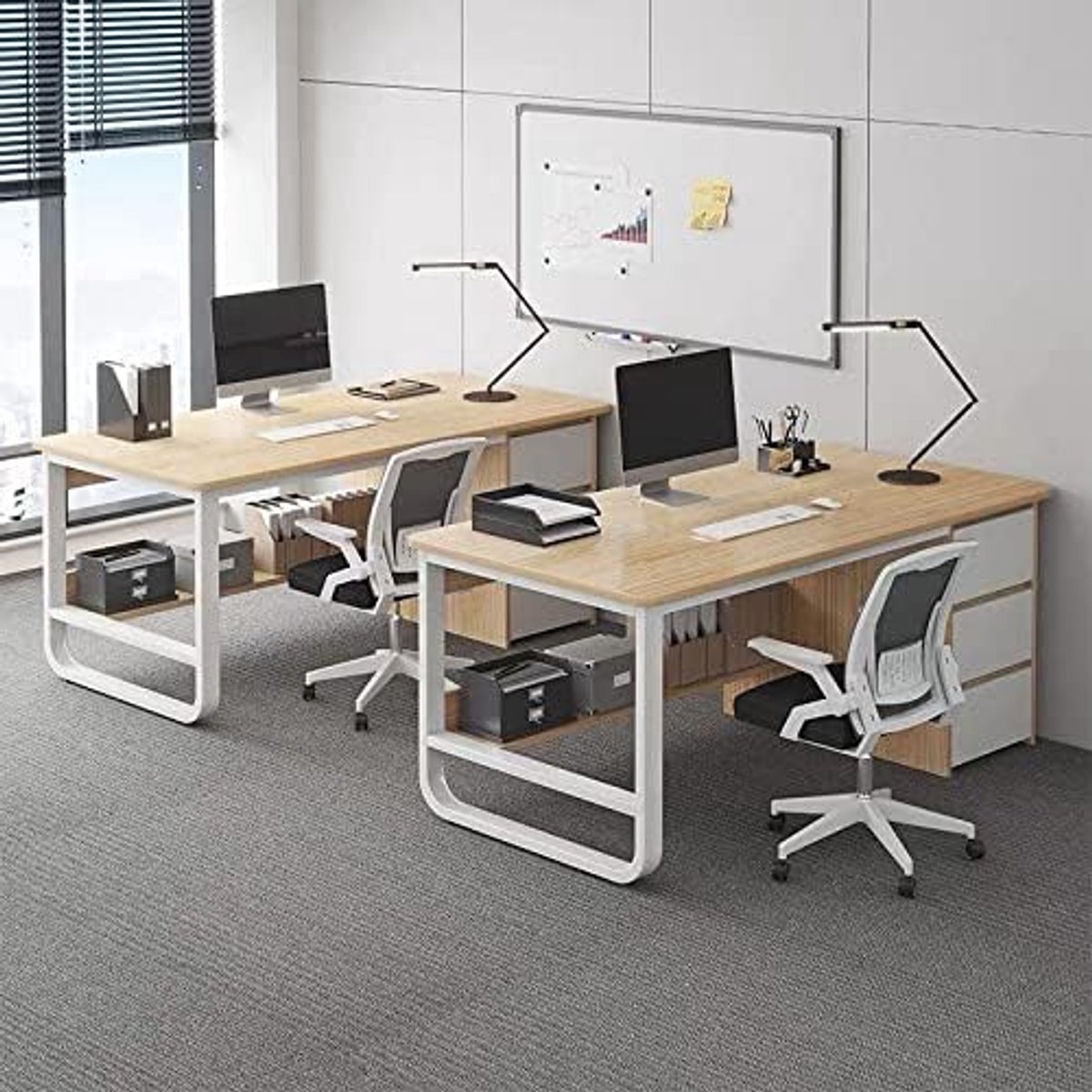 Computertafel / Computertisch met 3 Lades en Opbergrekken – Industrieel Modern Bureau voor Home Office, Werkplek & Studiekamer