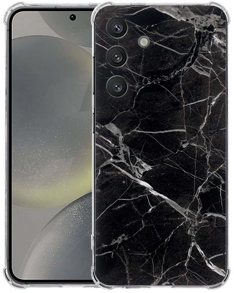 TPU Case Anti-Shock voor Samsung Galaxy S25 FE Hoesje - Marmer Zwart TPU Antishock