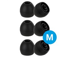 3 Pack Siliconen Medium (M) Dopjes Oordopjes Vervanging Tips Geschikt voor Oordopjes / Headsets Inclusief opbergdoosje Zwart