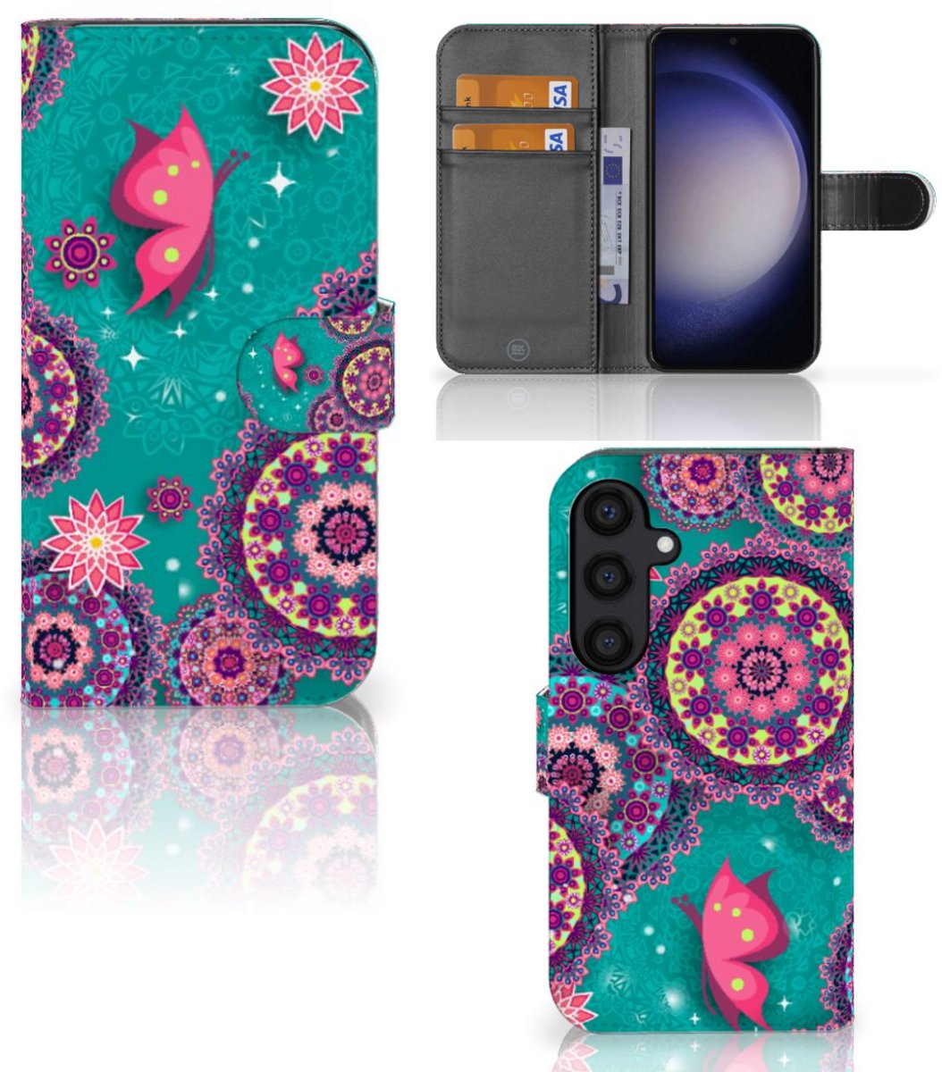 Boekhoesje voor Samsung Galaxy S24 Hoesje Cirkels en Vlinders