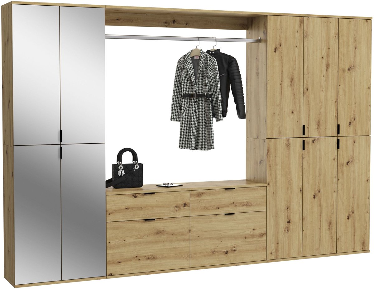 Kledingkast Projekt X Emob - Artisan Oak - 273x193x34 Cm - Spiegel