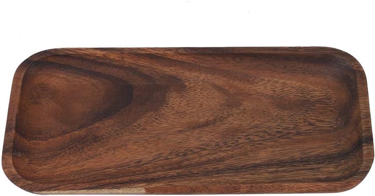 Elegante rechthoekige serveerschalen voor sushi, snacks, salades en desserts - Acacia houten serveerschaal, ideaal voor thuis en restaurants (25 x 12,5 x 2 cm)