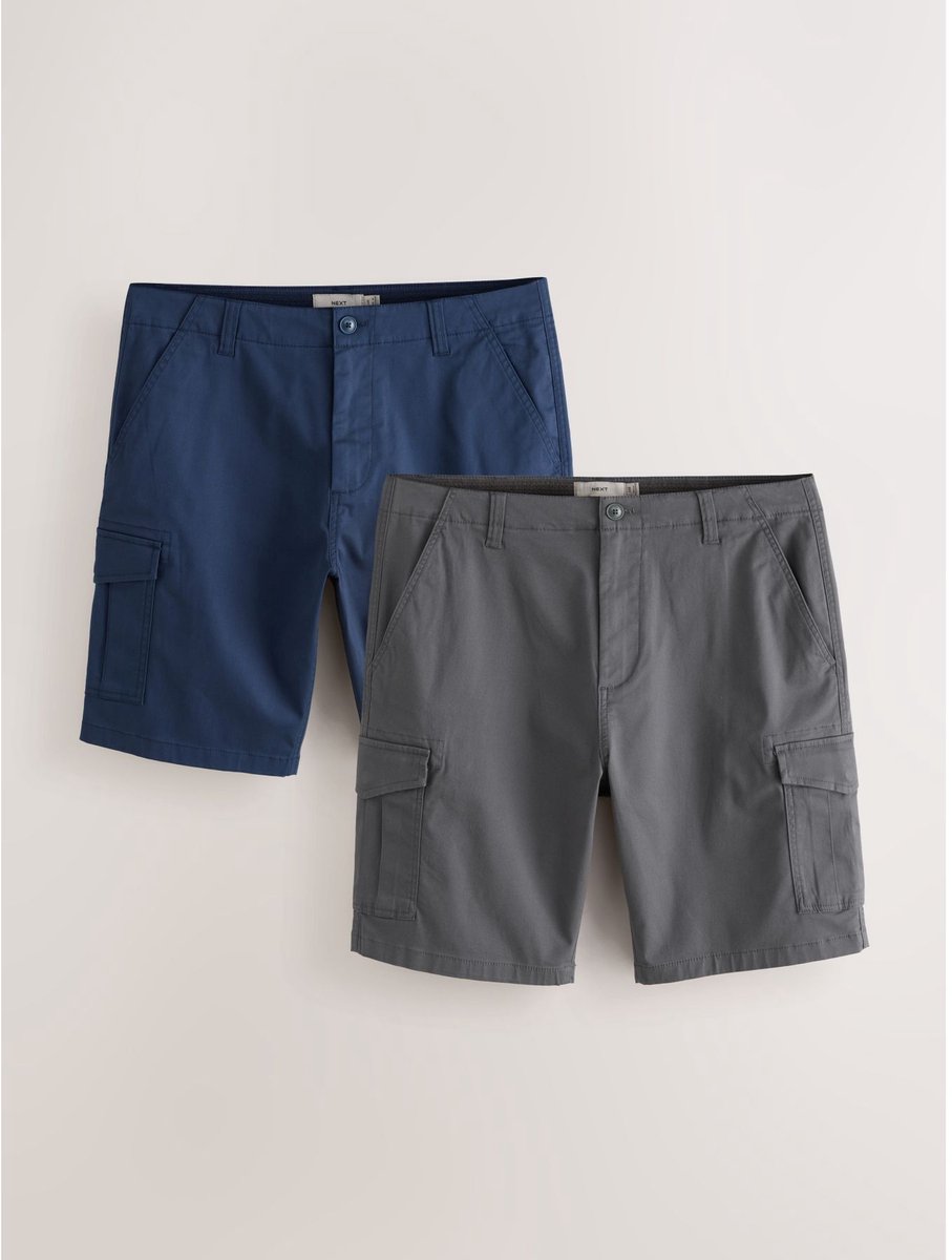 Next - Heren - Stretchy Korte cargobroek - Grijs