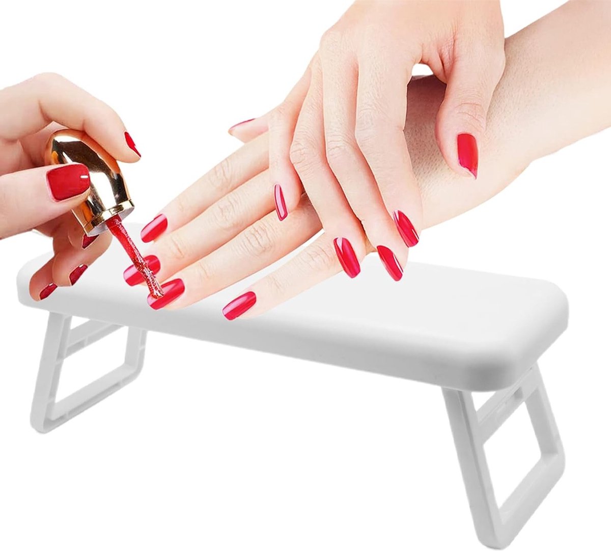 Manicure Handsteun Kussen voor Nagelstudio, Handverzorging en Vermindering van Trillingen, 28 x 10.5 cm (Wit)
