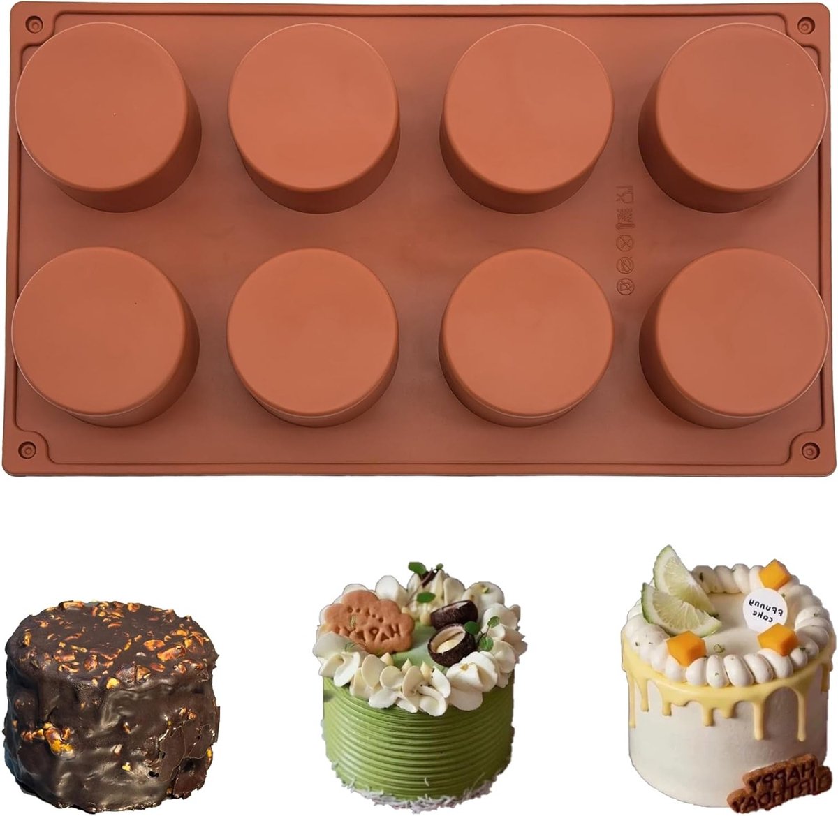 Cilindervormige siliconen mal van 5,5 cm voor chocolade, muffins, mousse en cupcakes, 1 stuk