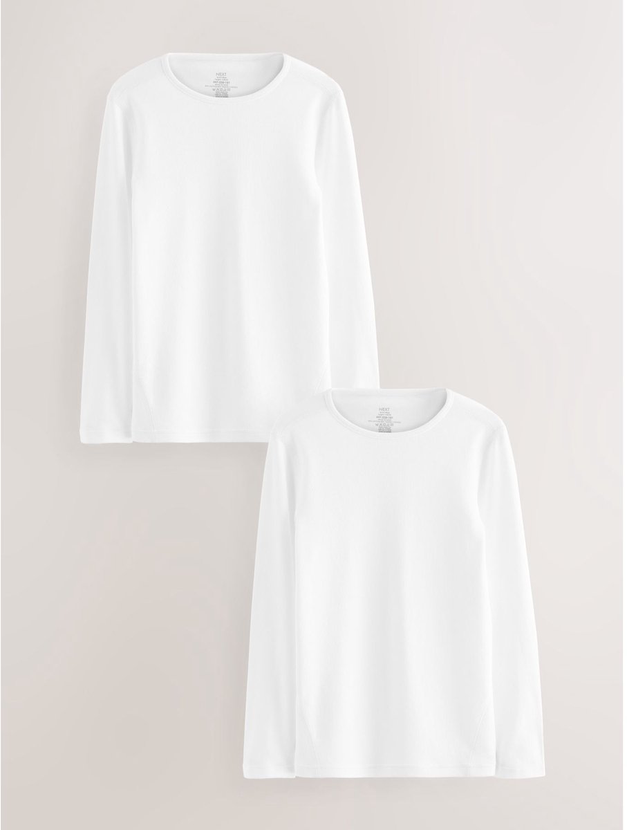 Next - Jongens - Set van 2 huidvriendelijke T-shirts met lange mouwen - Wit