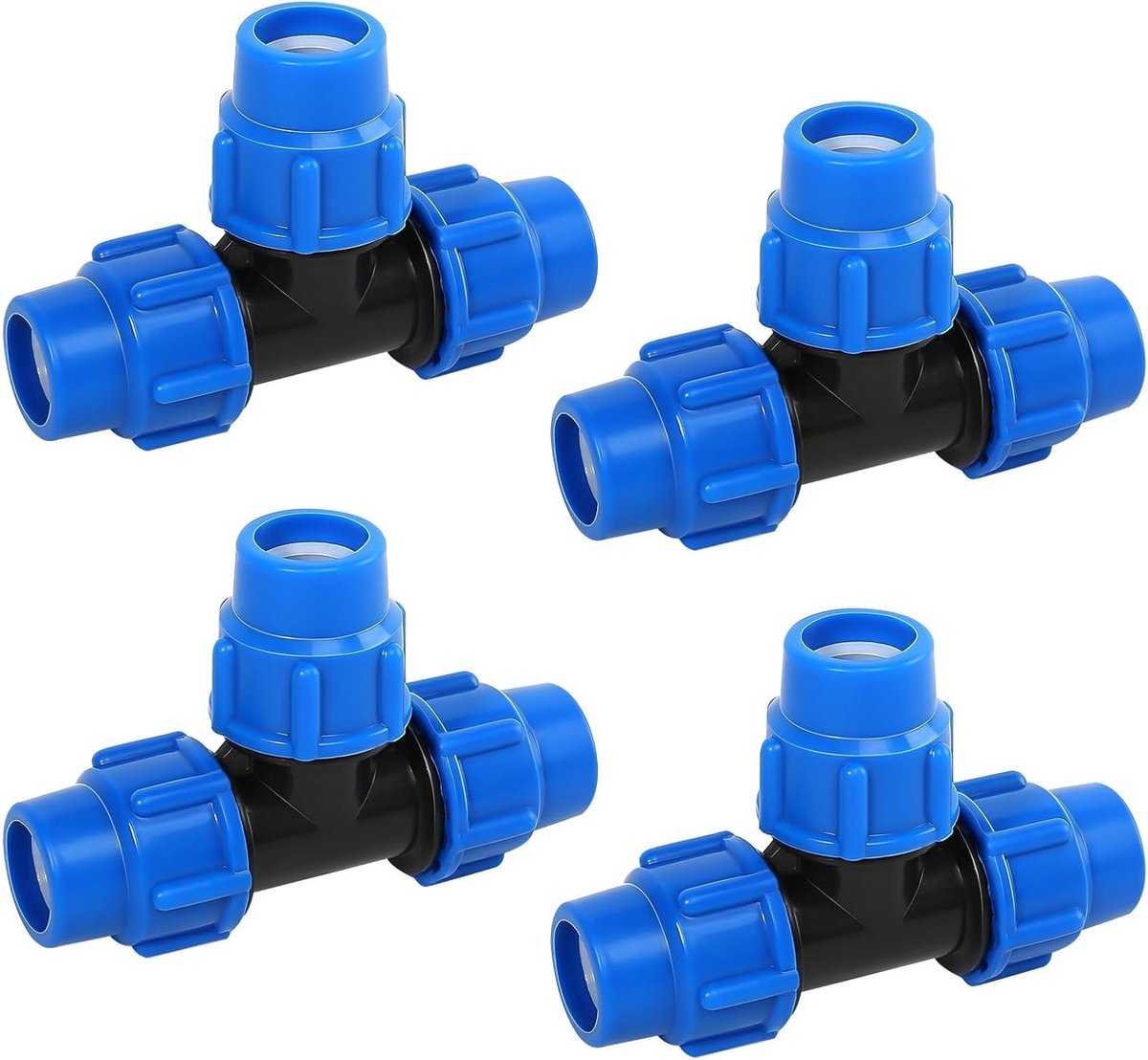 Set van 4 PE Buiskoppelingen 25mm, Schroefverbinding voor Tuin- en Waterleidingen, Accessoires voor Voedingsleidingen