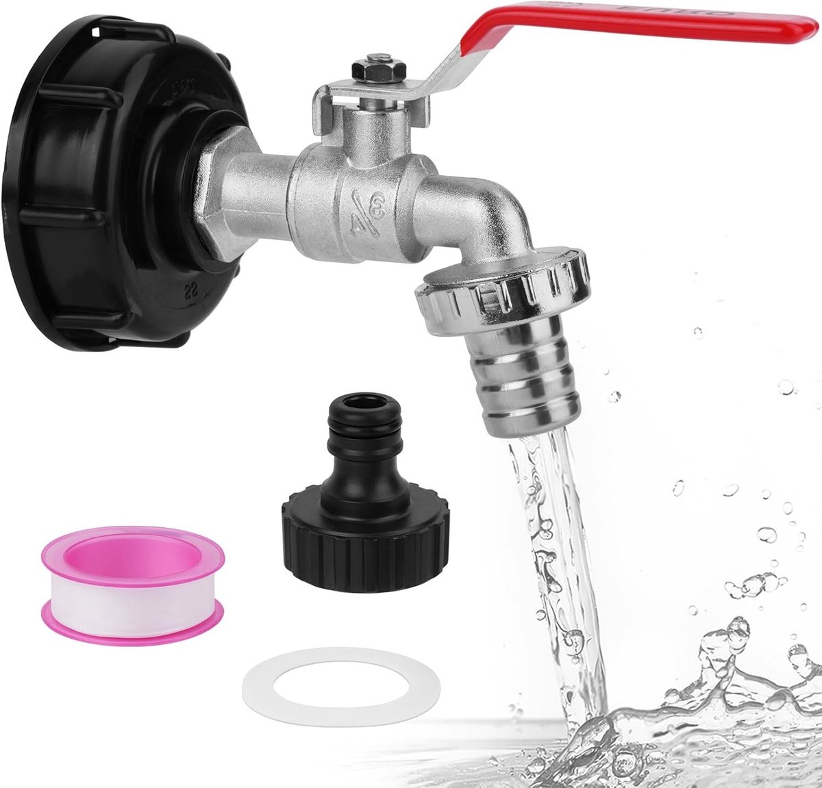 IBC Tank Adapter 3/4" Messing Fittingen voor IBC Tanken, Afvoeradapter en Accessoires voor Regenwateropvang, S60X6 Draad voor IBC Totes en Watertanks