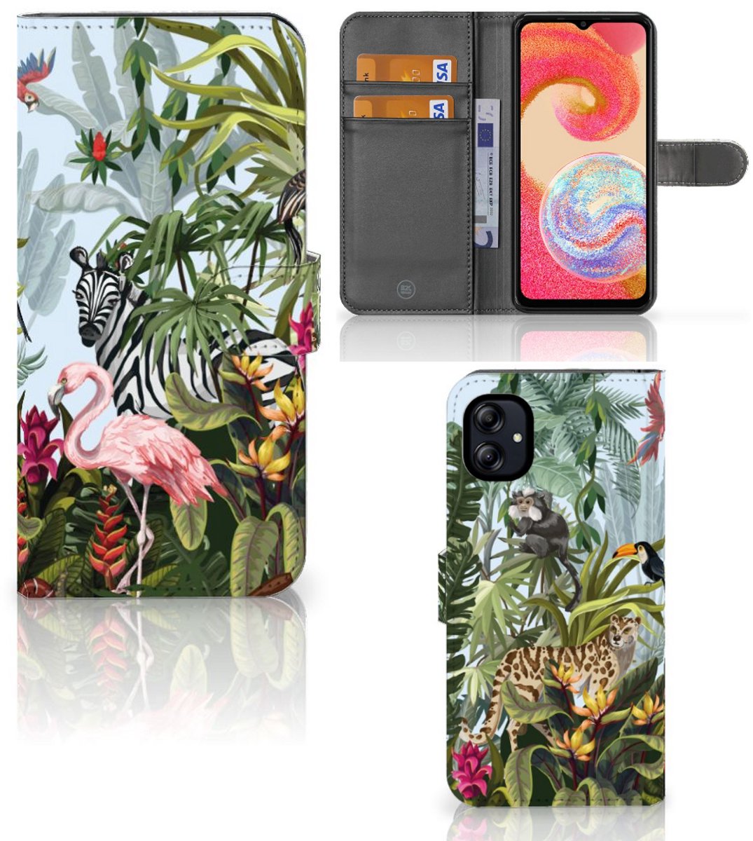 Boekhoesje voor Telefoonhoesje met Pasjes voor Samsung Galaxy A04e Jungle