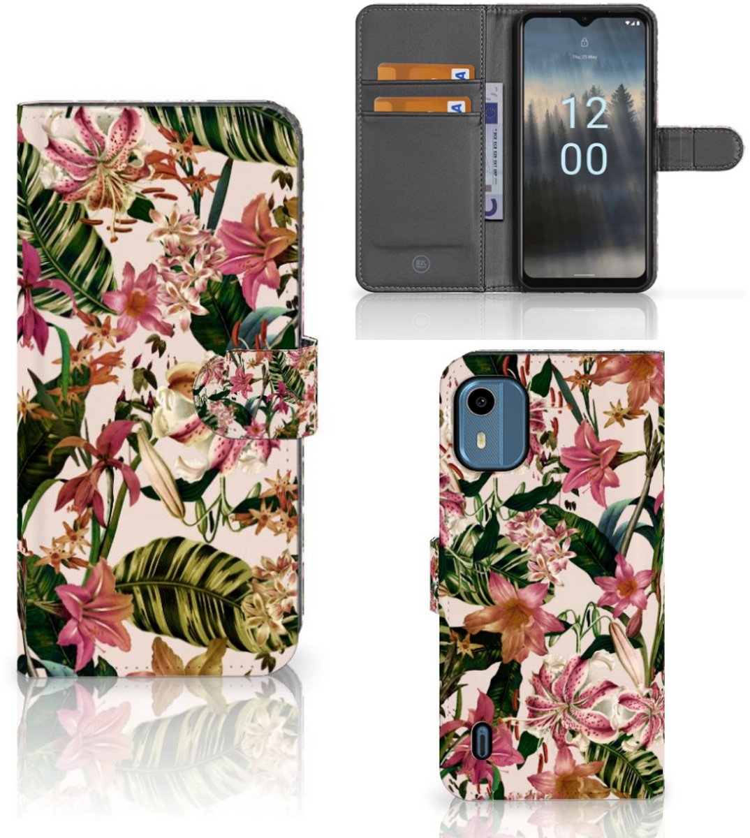 Nokia C12 Hoesje Flowers