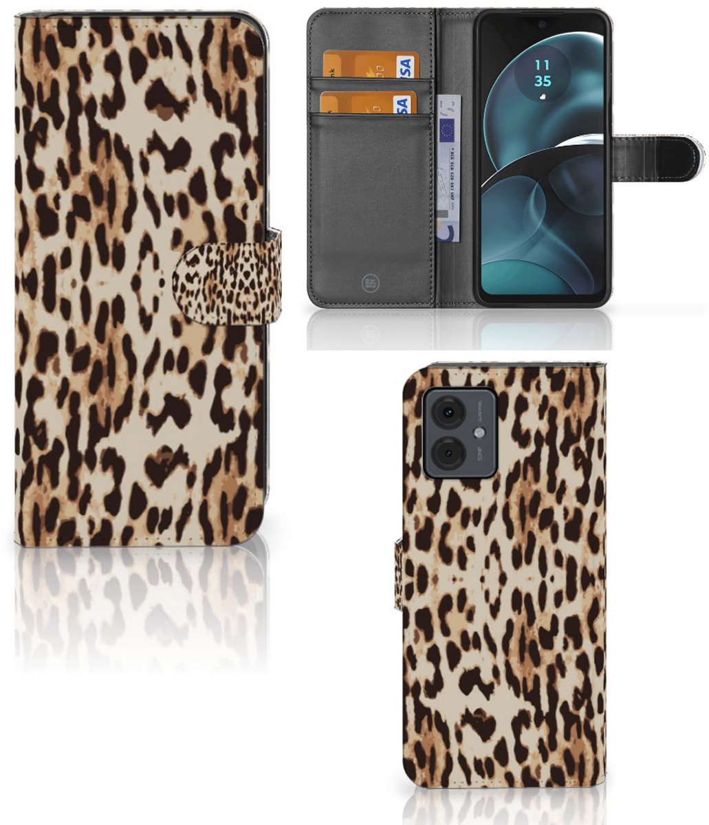 Motorola Moto G14 Telefoonhoesje met Pasjes Leopard