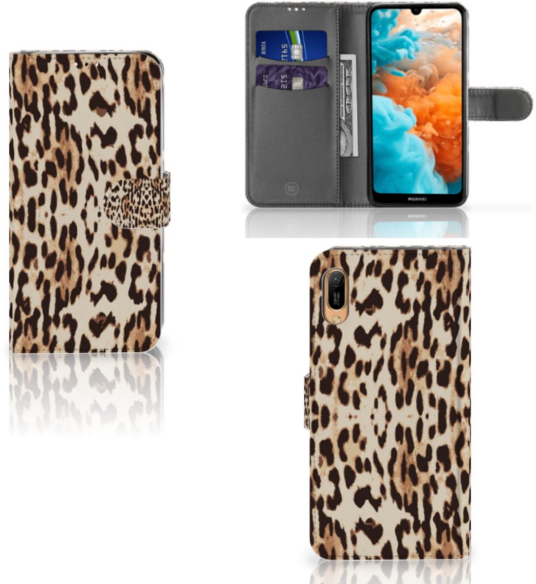 Huawei Y6 (2019) Telefoonhoesje met Pasjes Leopard