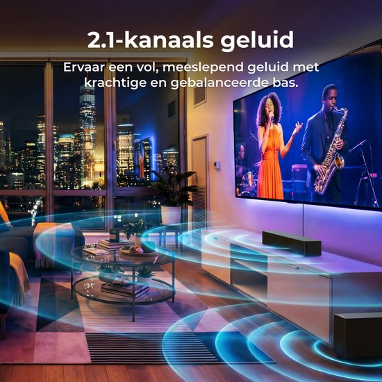 ULTIMEA Poseidon R3T 2.1-kanaals soundbar met draadloze subwoofer, app-bediening, soundbar voor Smart TV, Bluetooth 6.0, HDMI, optisch van Merkloos — afbeelding 3