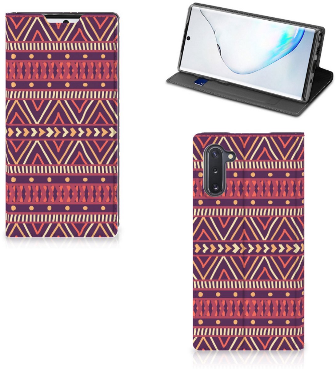 Samsung Galaxy Note 10 Hoesje met Magneet Aztec Paars