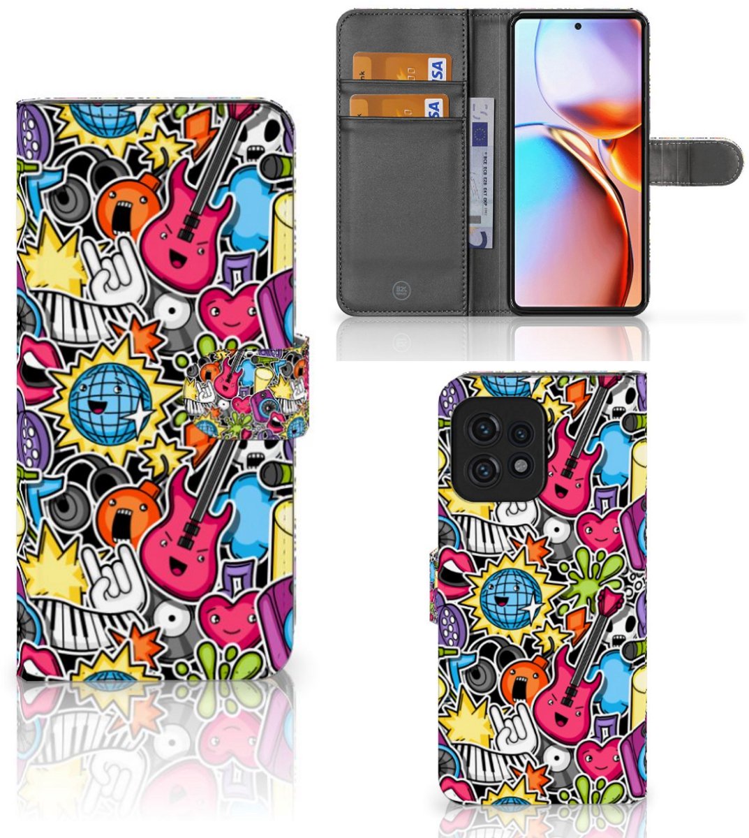 Book Case voor Motorola Edge 40 Pro Wallet Case met Pasjes Punk Rock