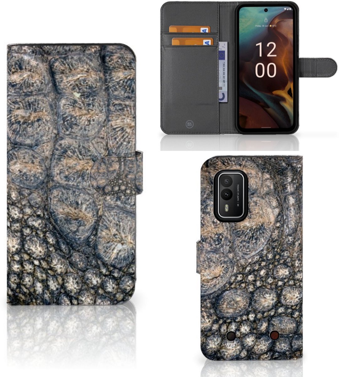 Nokia XR21 Telefoonhoesje met Pasjes Krokodillenprint