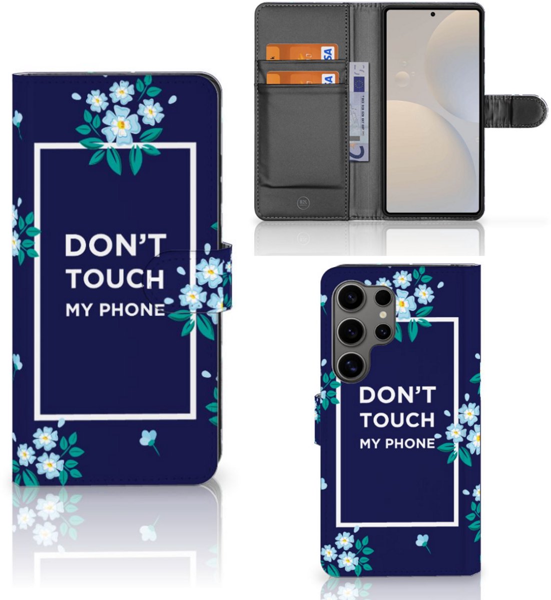 Samsung Galaxy S25 Ultra Portemonnee Hoesje Flowers Blue DTMP
