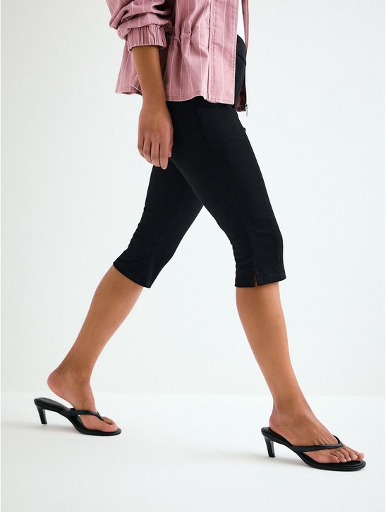 Next - Dames - Cropped jersey denim caprilegging - Zwart