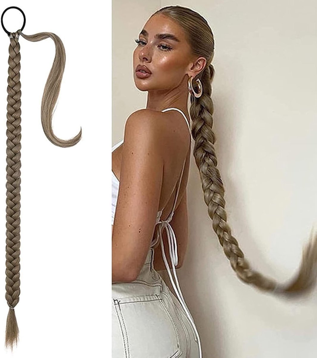 80 cm Vlecht Extensions Ponytail - Natuurlijke Synthetische Haarstuk voor Lange Vlechten en Ponytails in Blondes Haar