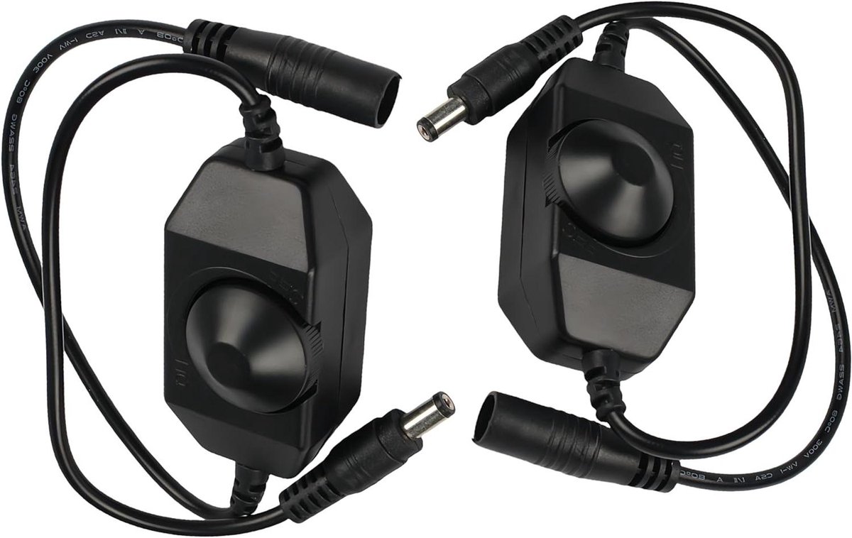 Draaibare LED Dimmer - Lichtsterkte Controller - LED Verlichting Instellen - Traploos Dimbare Knop - 2 stuks - Zwart