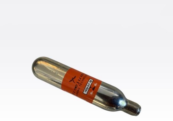 Zilverkleurige patroon met oranje label van Freejump Airbag Technology, 85g (+/- 30g).