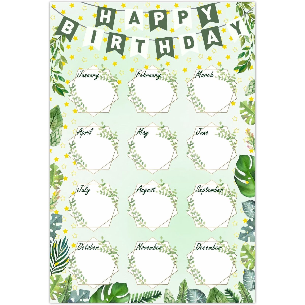 Craspire Happy Birthday Classroom Poster - Boho Verjaardagskalender voor de Klas