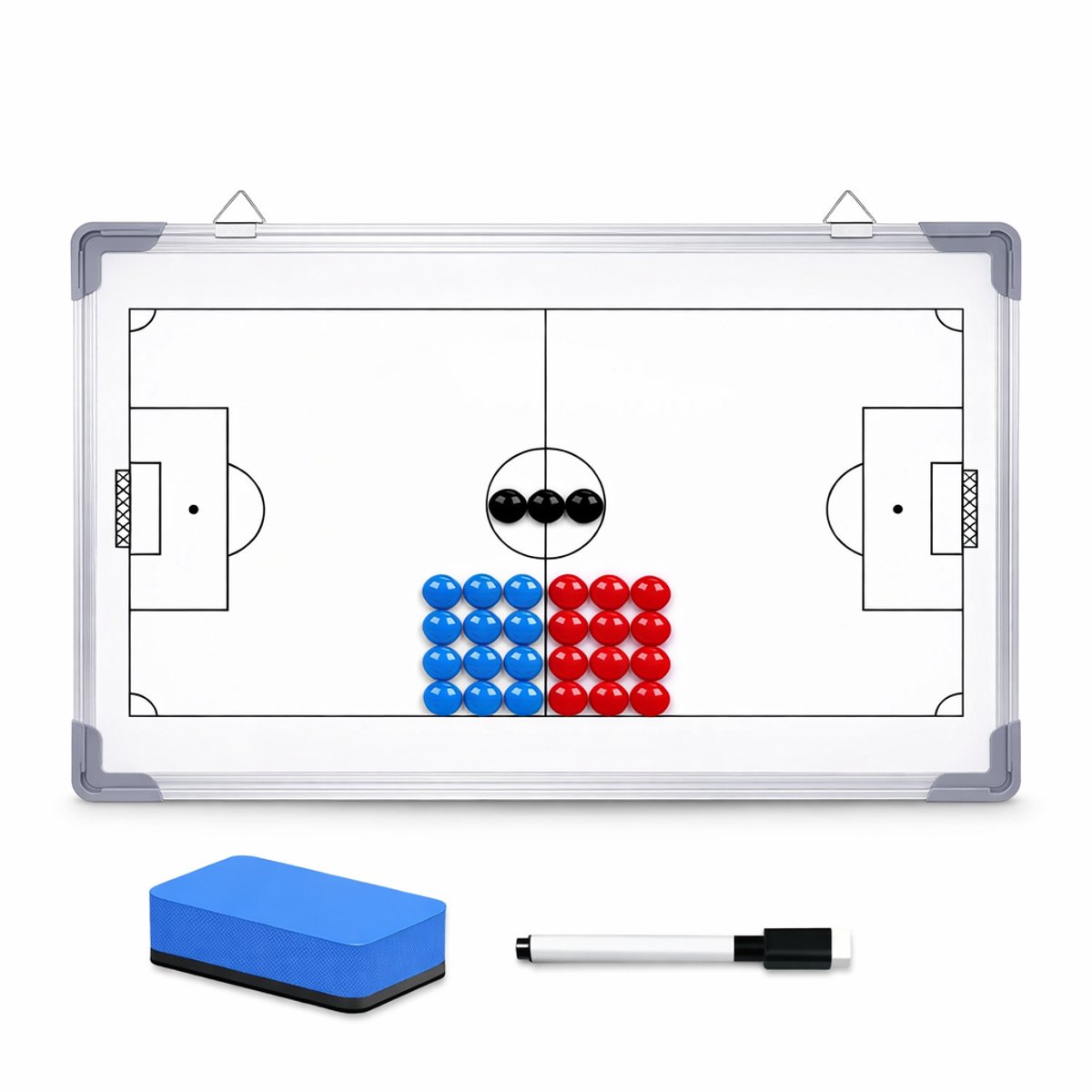 Beyahl - Tactiekbord Voetbal Magnetisch – Whiteboard Coachbord met Magneten en Tactiekmap – Trainerbord 45,5 x 30,5 cm – Inclusief Speelstukken en Marker