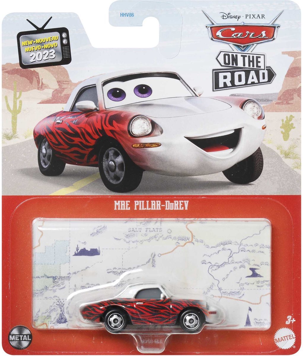 Disney Cars On the Road Mae Pillar-DuRev voertuig - 7 cm - Schaal 1:64 - Metaal