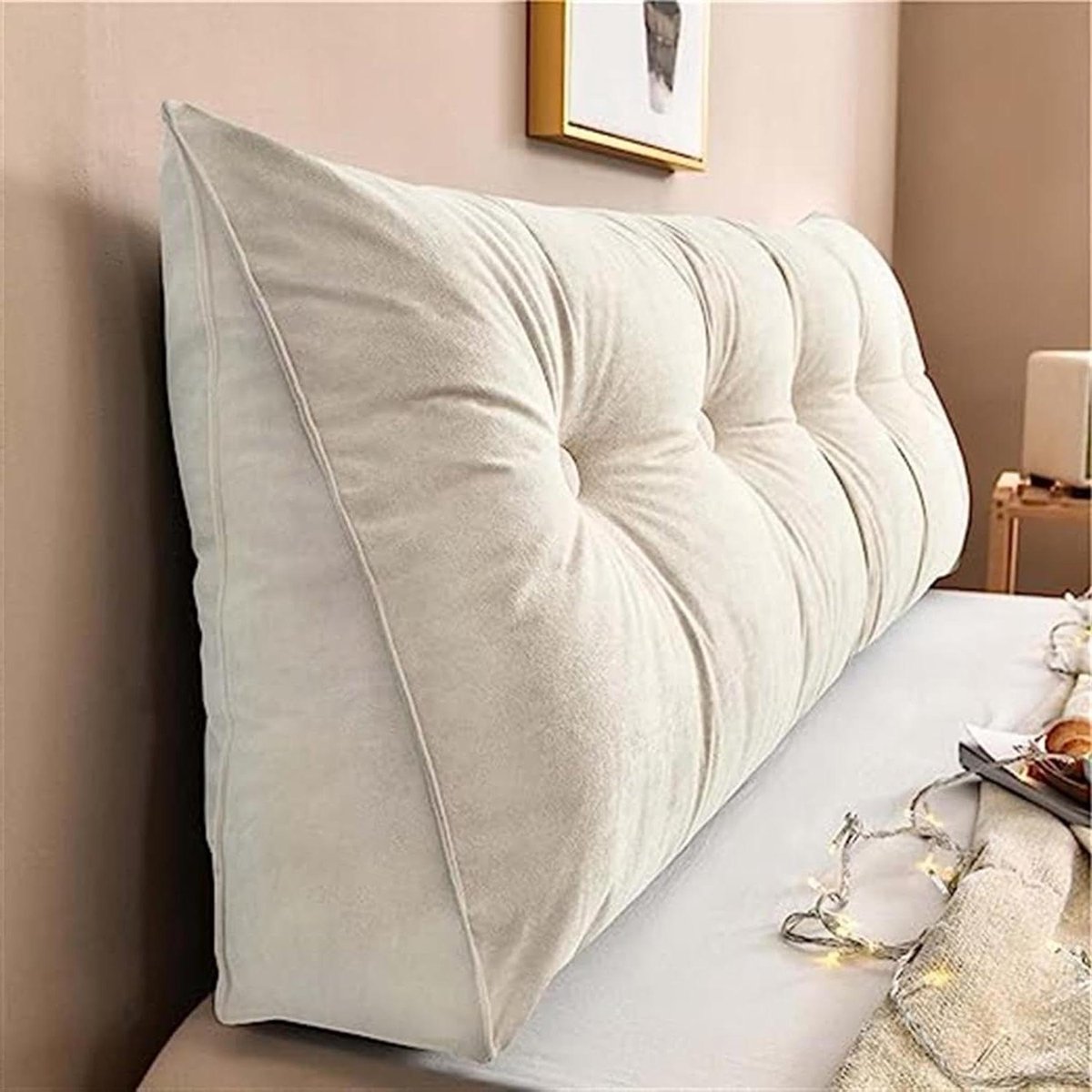 Wiggelkussen Bed - Leeskussen Bank - Comfortabel Lezen - Afneembare Hoes - 150 x 50 x 20cm - Wit